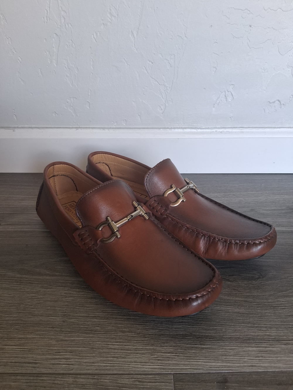 Mercanti Fiorentini Brown Leather Horsebit Driving Loafers Men's Size 8M Made in